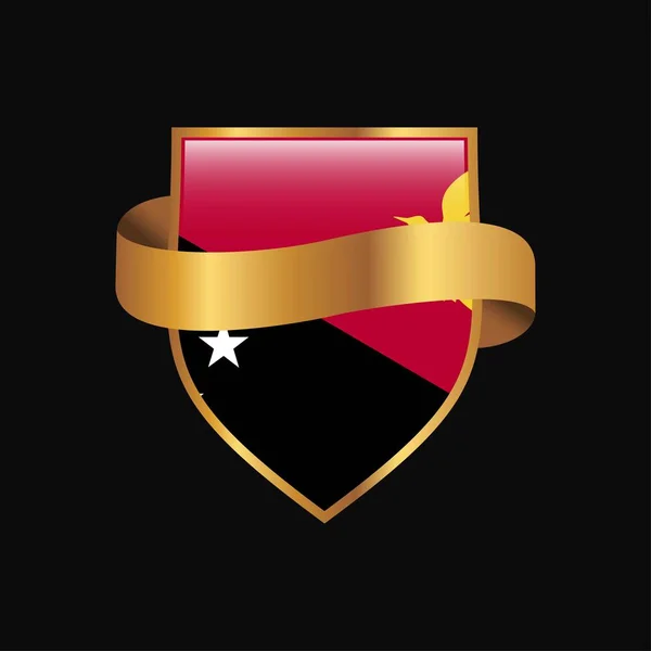 Papouasie Nouvelle Guinée Drapeau Golden Badge Design Vecteur — Image vectorielle