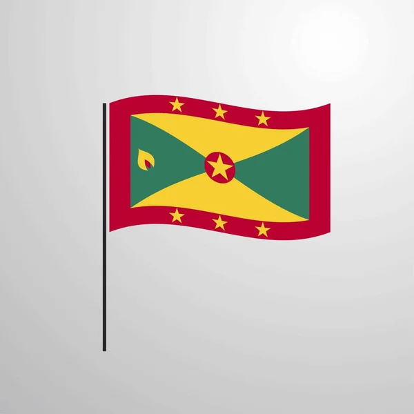 Grenada Macha Flagą Ilustracji Wektorowych — Wektor stockowy