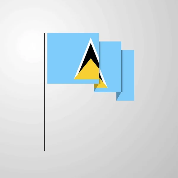 Saint Lucia Waving Flag Creative Background — Stock Vector