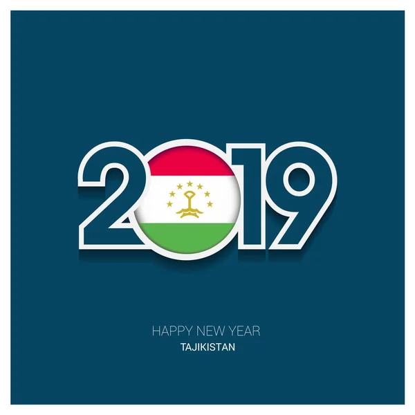 2019 Tadzjikistan Typografie Happy New Year Achtergrond — Stockvector