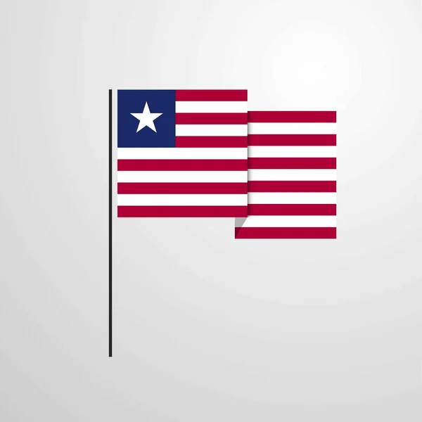 Liberia Ondeando Bandera Diseño Vector — Archivo Imágenes Vectoriales