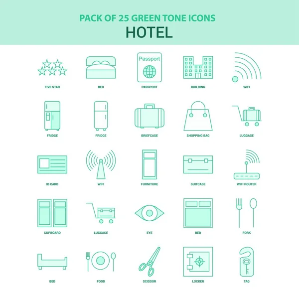 Conjunto Iconos Green Hotel — Vector de stock