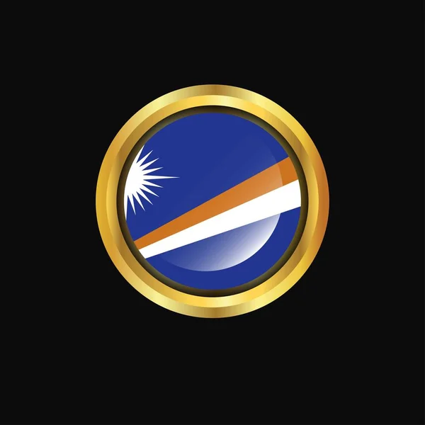 Bandera Islas Marshall Botón Oro — Vector de stock
