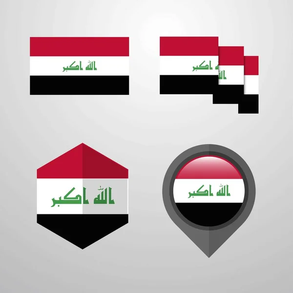 Irák Příznak Sada Šablon Vektor — Stockový vektor