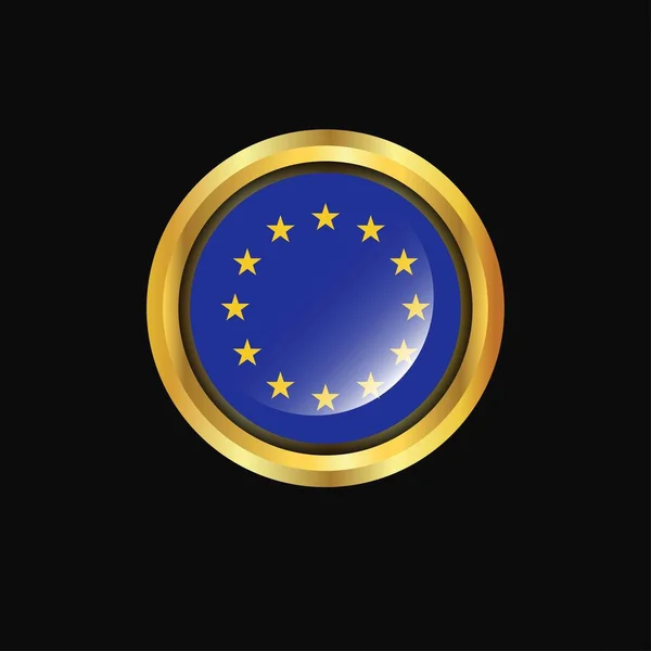 Bouton Doré Drapeau Union Européenne — Image vectorielle