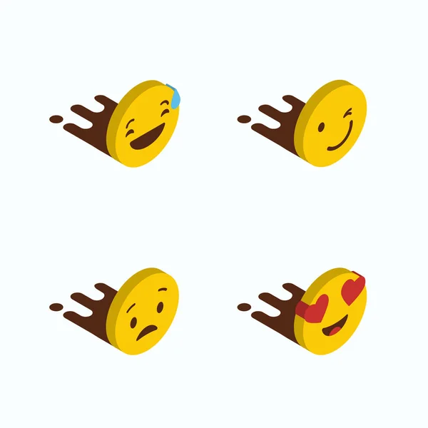 Set Emoji Gialli Vettore Progettazione — Vettoriale Stock