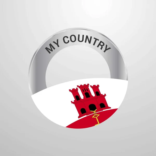 Gibraltar Country Flag Badge — Stock Vector