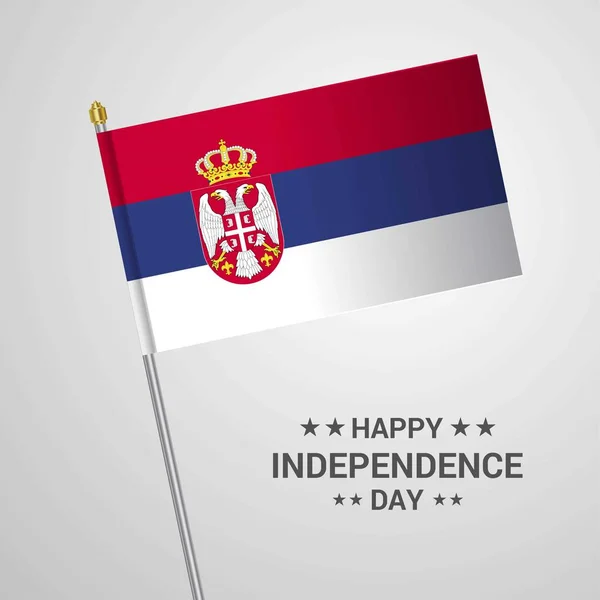 Bayrak Vektör Ile Sırbistan Bağımsızlık Günü Tipografik Tasarım — Stok Vektör