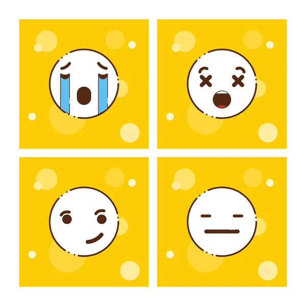 Sada Žlutých Emojis Designu Vektor — Stockový vektor