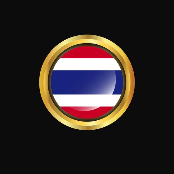 Drapeau Thaïlande Bouton Doré — Image vectorielle