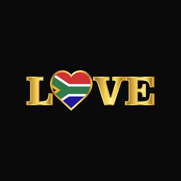 Tipografia Amor Dourado Vetor Design Bandeira África Sul — Vetor de Stock
