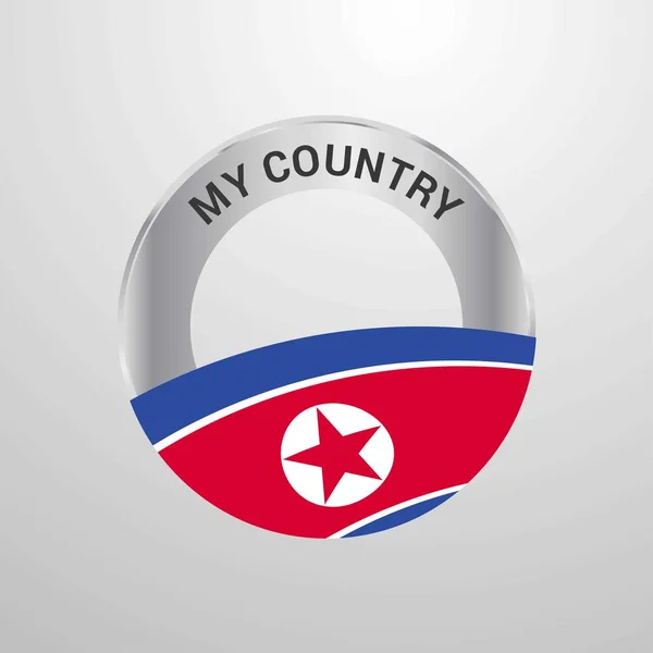 Coreia Norte Meu País Emblema Bandeira — Vetor de Stock