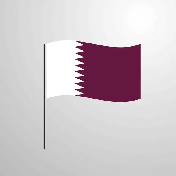 Qatar Ondeando Bandera Vector Ilustración — Vector de stock