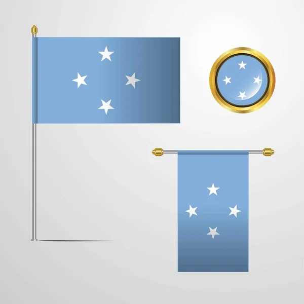 Micronesia Estados Federados Icono Bandera Vector Ilustración — Archivo Imágenes Vectoriales