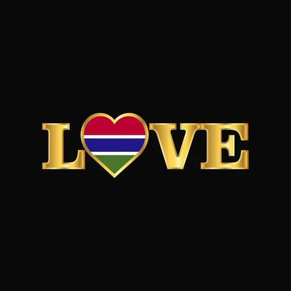 Golden Love Typography Gambia Flag Design Vector — Stock Vector