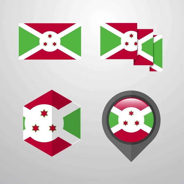 Burundi Bayrağı Tasarım Vektör Ayarla — Stok Vektör