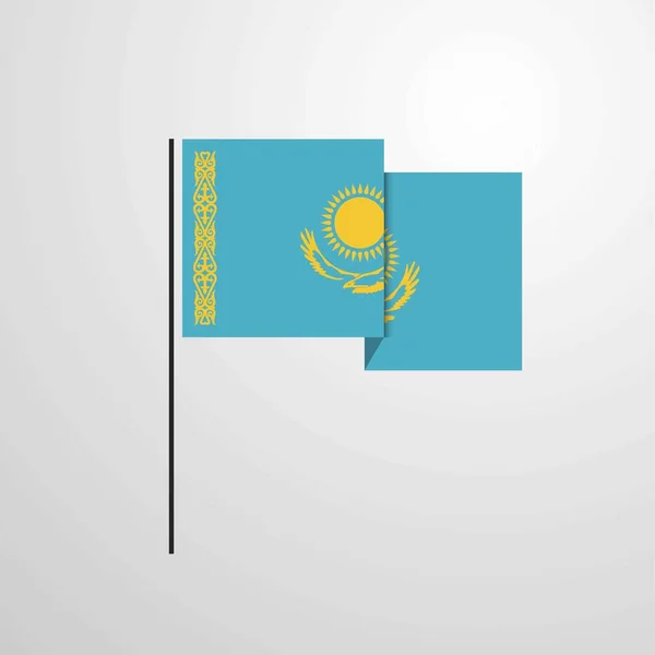 Kazakhstan Waving Flag Design Vector — Stock Vector