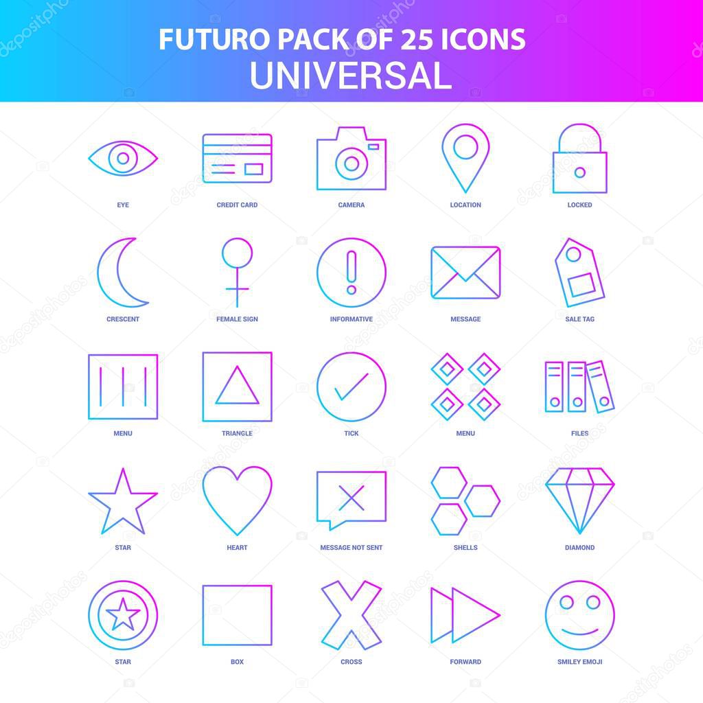 25 Blue and Pink Futuro Universal Icon Pack