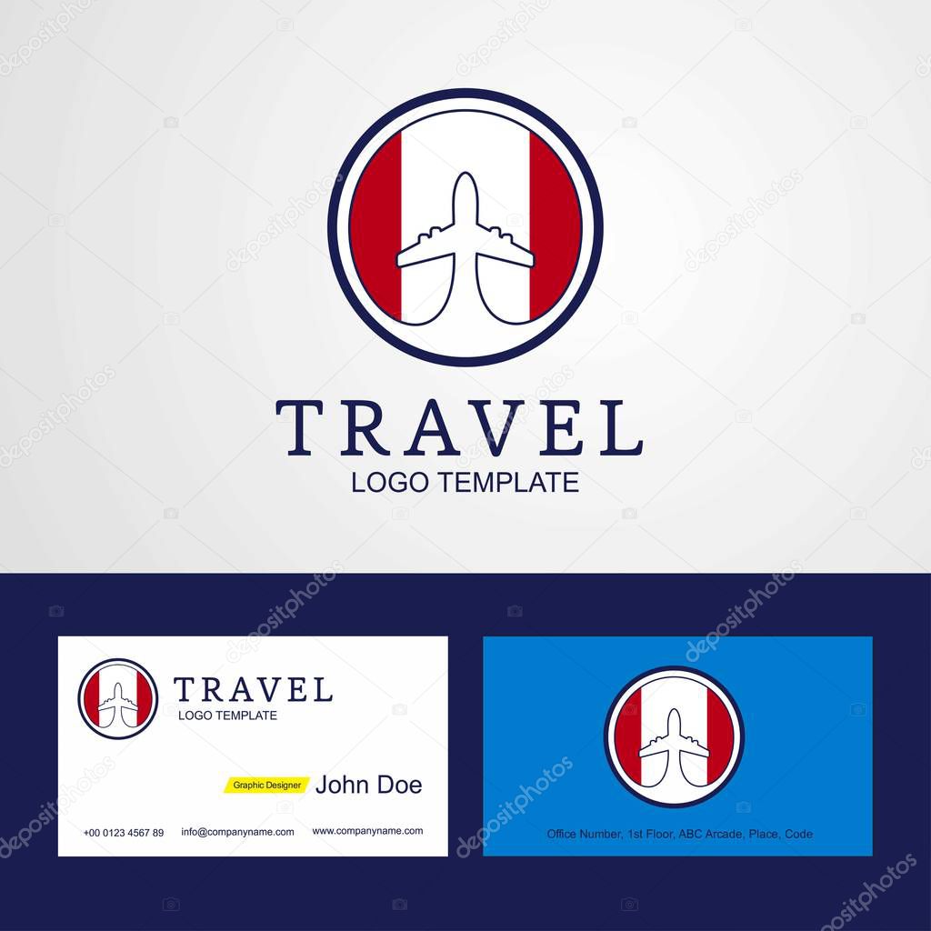 Travel Peru Creative Circle flag Logo and Business card design