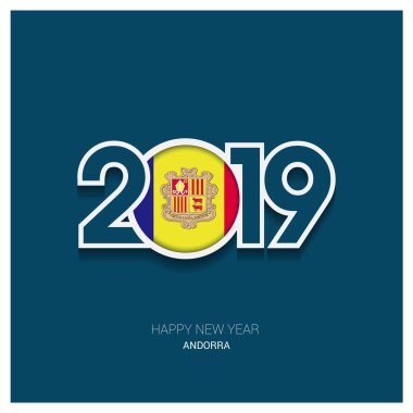 2019 Andorra tipografi, mutlu yeni yıl arka plan