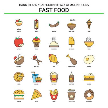 Fast food düz çizgi Icon Set - iş kavramı simgeleri tasarım
