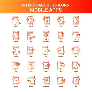 Turuncu Futuro 25 mobil apps Icon Set