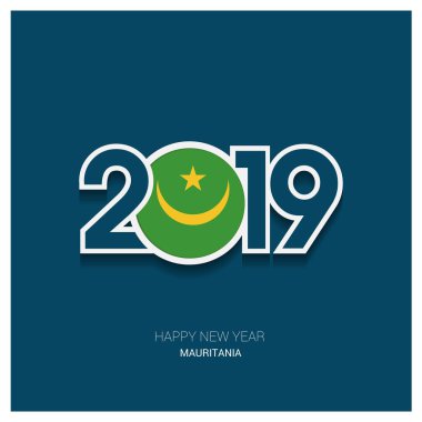 2019 Moritanya tipografi, mutlu yeni yıl arka plan
