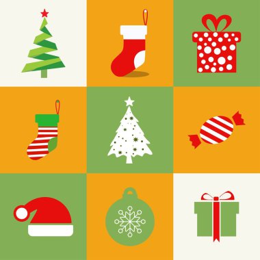 Neşeli Noel simge vektör ayarla