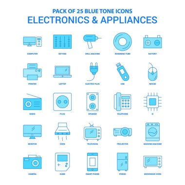 Aletleri ve elektronik mavi tonu Icon Pack - 25 Icon Setler