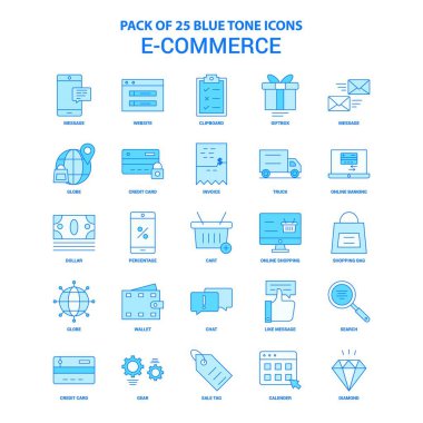 E-ticaret mavi tonu Icon Pack - 25 Icon Setler