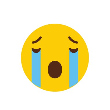 Üzgün emoji simgesi tasarım, renkli vektör çizim