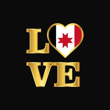 Aşk tipografi Udmurtya bayrak tasarım vektör altın harflerle