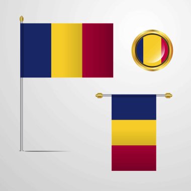 Çad bayrağı simge vektör çizim