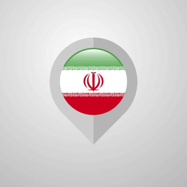 Harita navigasyon işaretçisi ile Iran bayrağı tasarlamak vektör