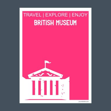 British Museum, İngiltere'de anıt Simgesel Yapı broşür düz stil ve Tipografi vektör