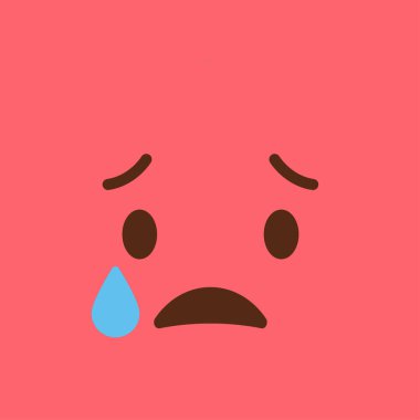 Üzgün emoji simgesi tasarım, renkli vektör çizim