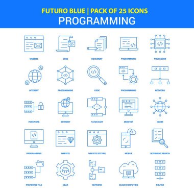 Programlama simgeler - Futuro mavi 25 Icon pack