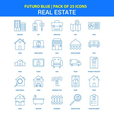 Emlak simgeler - Futuro mavi 25 Icon pack