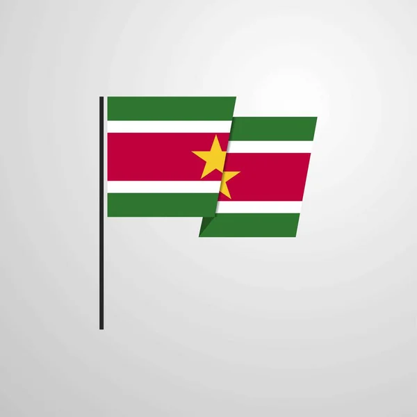 Surinam Ondeando Bandera Diseño Vector — Vector de stock