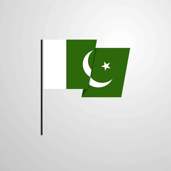 Pakistán Ondeando Bandera Diseño Vector — Archivo Imágenes Vectoriales