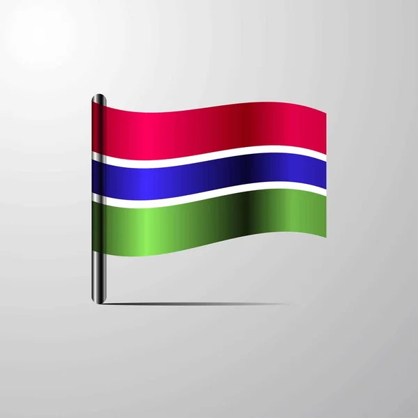 Gambia Ondeando Shiny Flag Vector Diseño — Vector de stock