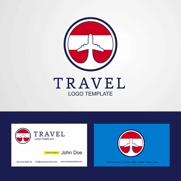 Ταξίδια Σημαία Αυστρίας Δημιουργικό Κύκλο Σχεδιασμός Λογότυπου Και Επαγγελματική Κάρτα — Διανυσματικό Αρχείο