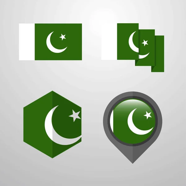 Paquistán Bandera Diseño Conjunto Vector — Archivo Imágenes Vectoriales