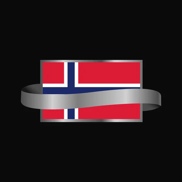 Norveç Bayrağı Şerit Banner Tasarımı — Stok Vektör