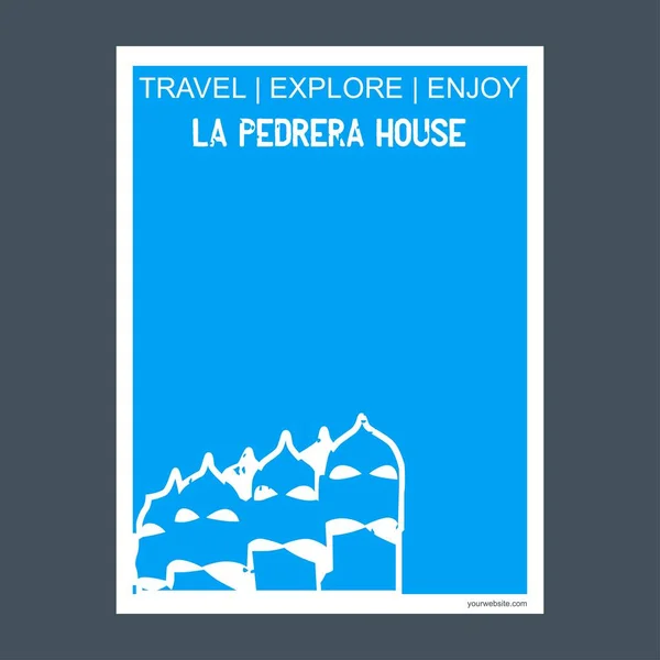 Pedrera House Barcelona Spain Monument Landmark Brochure Estilo Plano Tipografía — Vector de stock