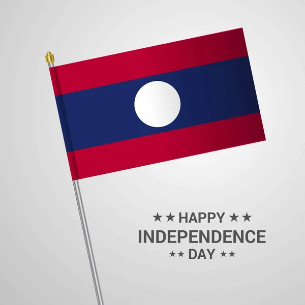 Laos Dia Independência Design Tipográfico Com Vetor Bandeira — Vetor de Stock