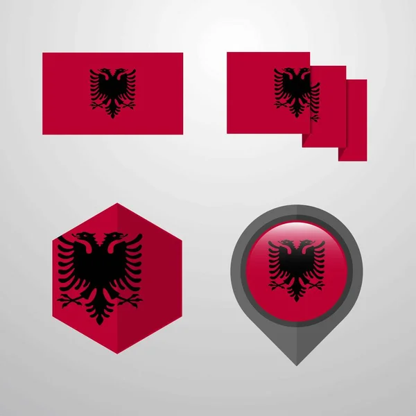 Albánie Vlajka Sada Šablon Vektor — Stockový vektor