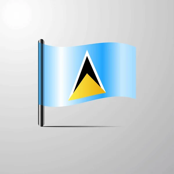 Saint Lucia Macha Błyszczący Flaga Wektor — Wektor stockowy