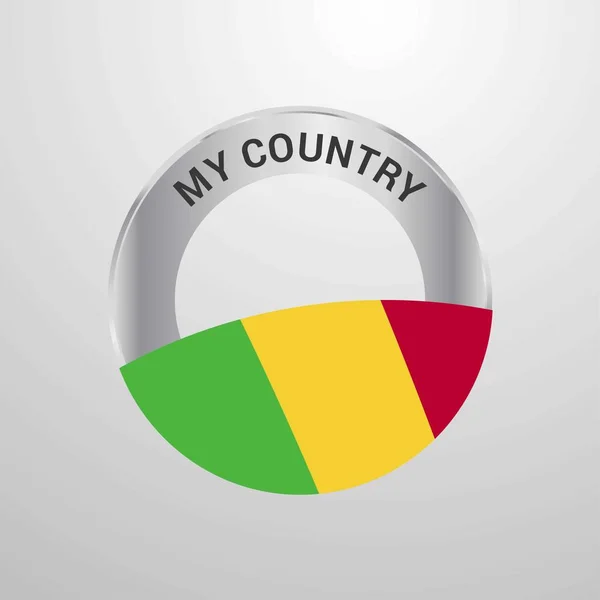 Mali Mitt Lands Flagg Badge — Stock vektor