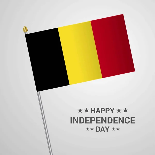 Bélgica Dia Independência Desenho Tipográfico Com Vetor Bandeira — Vetor de Stock